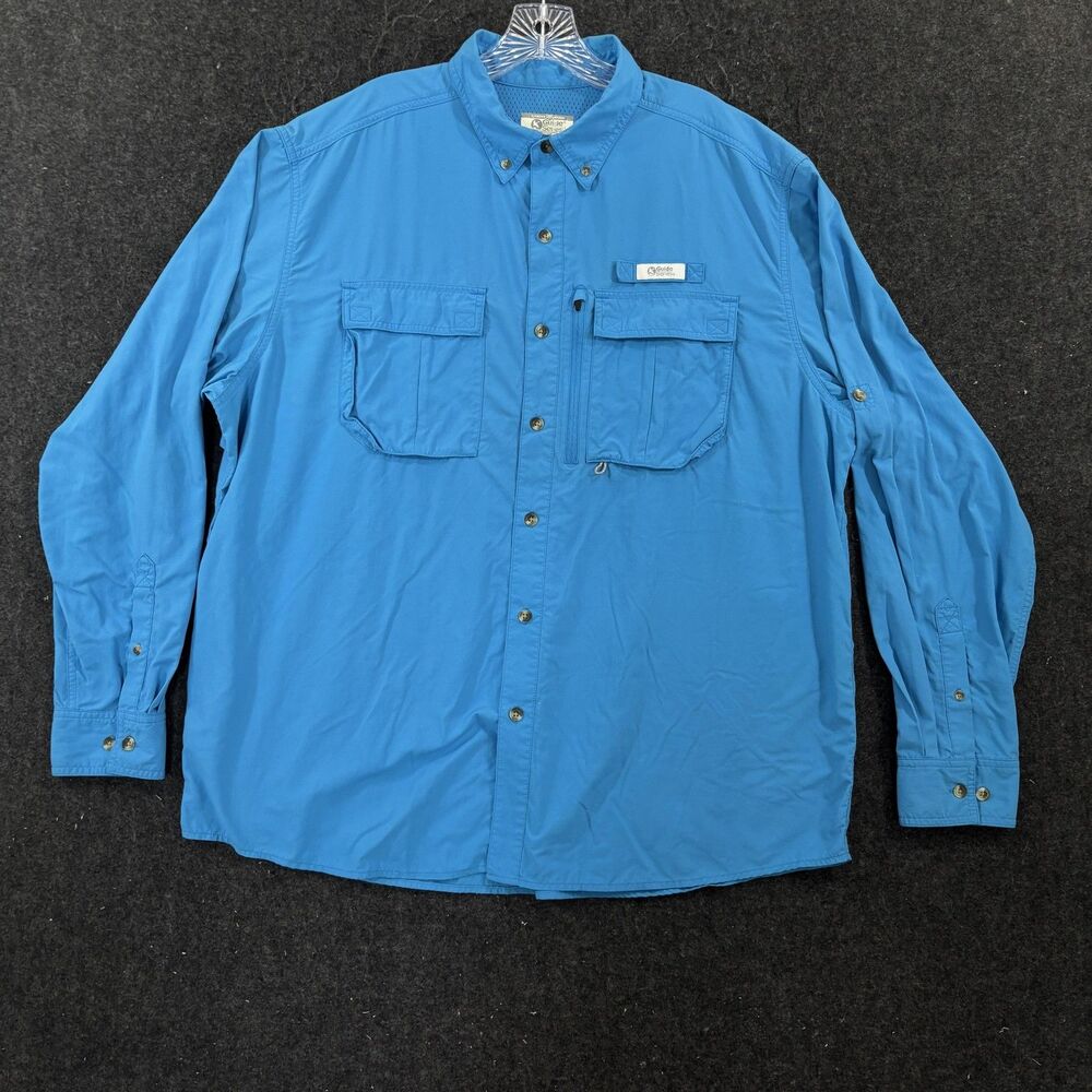 Gander Mountain Guide Series Shirt Men's XL Blue Vented Fishing Pockets Outdoor